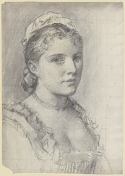 Portret van een jonge vrouw naar rechts gewend
