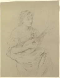 Jonge vrouw die mandoline speelt ("Luitspeelster")