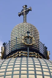Am Steinhof (De kerk van St Leopold) - kerkkoepel, Wenen, Oostenrijk