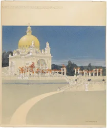 Sint-Leopoldkerk op de Steinhof, ontwerp voor een prijsvraag, perspectief