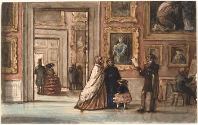 Interieur met bezoekers in Palazzo Pitti in Florence