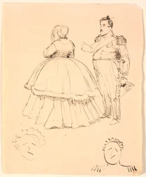 Karikatuur van Frederik VII en Gravin Danner; onderaan Christian VIII