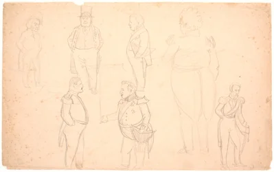 Karikatuur van o.a. A.S. Ørsted, Frederik VII, Christian VIII en waarschijnlijk Frederik VI.