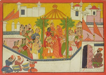 Het huwelijk van Rama en zijn broers, uit de Sangri Ramayana