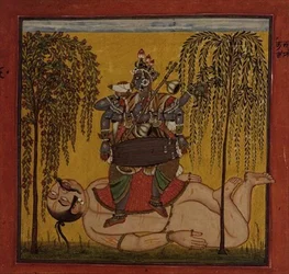 Bhadrakali, uit een Tantrische tekst, Basohli, Himachal Pradesh