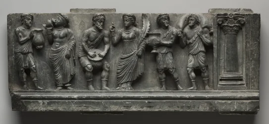 Bacchanaal reliëf, Pakistan, Gandhara, Buner gebied, vroege Kushan Periode (AD 1-320)