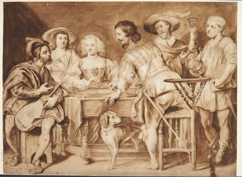 Gezelschap rond een tafel