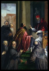 Paus Paulus IV overhandigt een statuut