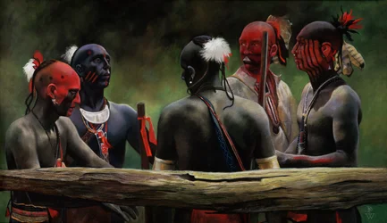 Tegen het hek, 2004 (pastel)