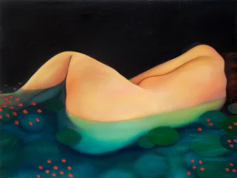 Nachtzwemmen, 2019 (olieverf op houtpaneel)