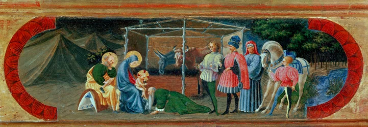 Aanbidding der Wijzen. Schilderij door Paolo di Dono, genaamd Paolo Uccello (1397-1475)