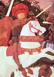 De Slag bij San Romano, detail van Niccolo da Tolentino, leider van de Florentijnse huurlingen