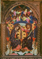 De kroning van de Maagd. Schilderij (actief tussen 1320 en 1362). Venetië, Gallerie dell