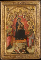 Madonna en Kind op de Troon met Sint Jan de Evangelist, Sint Petrus, Sint Agnes