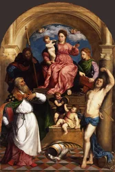 Madonna met Kind en Heiligen op de Troon, ca. 1530