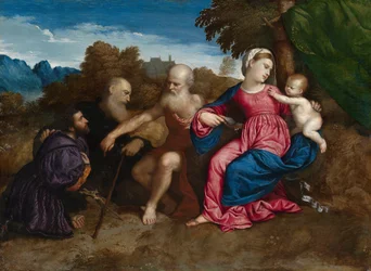 De Maagd Maria en Kind met Heiligen Jerome en Antonius Abt en een Donateur, c.1522
