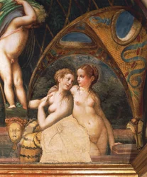 Paar nimfen, uit de mythe van Diana en Actaeon