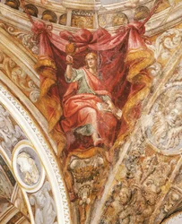 Sint Hilarius van Poitiers door Francesco Mazzola, bekend als Parmigianino (1503-1540), fresco, Kerk van San Giovanni Evangelista, Parma