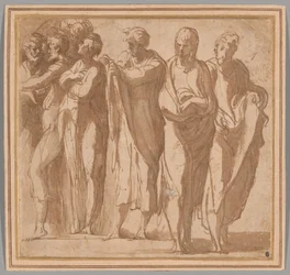 Groep van negen staande figuren