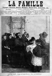 Het gezegende brood, gegraveerd uit 1888 naar het schilderij van Dagnan-Bouveret. Omslag van de krant 