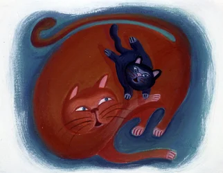 Kat en haar kitten - illustratie door Patrizia La Porta