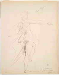 Studie van Apollo voor Marsyas (recto); Gezicht in profiel (verso)