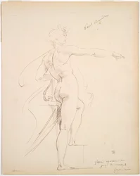 Studie van Apollo voor Marsyas recto, Gezicht in profiel verso