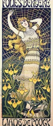 Poster voor show van danseres Liane de Pougy bij Folies Bergere, Parijs