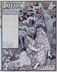De tovenaar Merlin en de fee Vivien in het bos van Broceliande, uit 