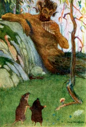 De Fluitspeler bij de Poorten van de Dageraad uit Wind in de Wilgen, pub. 1913 kleurenlithografie, 1913