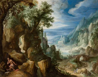 Berglandschap met de heilige Hiëronymus