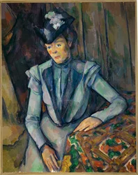 Dame in blauw (olieverf op doek)