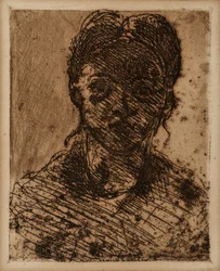 Meisjeshoofd (Gravure door Paul Cezanne, Ets, Musee Granet, Aix En Provence)