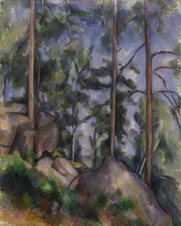 Pijnbomen en rotsen (Fontainebleau?)
