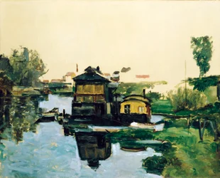 Drijvende huizen op een rivier
