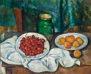 Stilleven met kersen en perziken, 1885-7