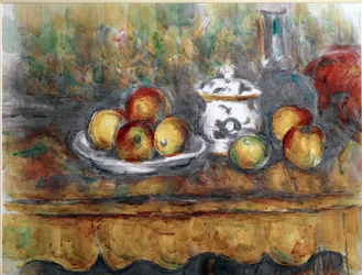 Stilleven met een blauwe fles