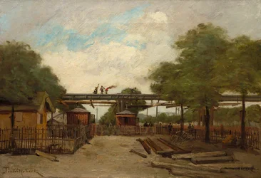 Bouw van een verhoogde spoorweg: Brug over de Cours de Vincennes, 1888