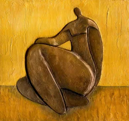 Gouden figuur met reliëf