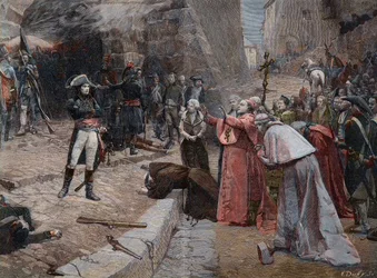 Het beleg van Pavia naar het schilderij van Boutigny - Eerste Coalitie: opstand van de bevolking van Pavia (Italië) tegen de Franse troepen van Napoleon op 23 en 24 april 1796 tijdens de eerste Italiaanse veldtocht (1796-1797), naar het schilderij van