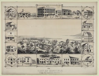 Nr. 4. Uitzicht op Honolulu. Vanaf de katholieke kerk.