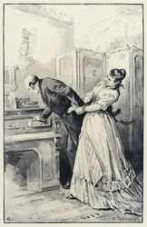 Illustratie voor Anna Karenina: Karenina neemt bezit van de brieven van zijn vrouw