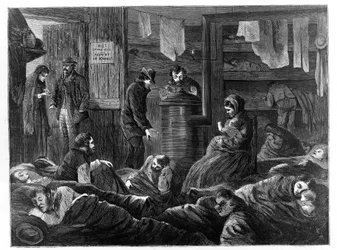 Ondergrondse Verblijven voor de Armen, Greenwich Street, New York, uit Harpers Weekly