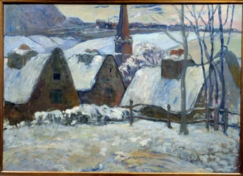 Bretons dorp onder sneeuw in 1894