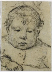 Emil Gauguin als kind, rechterhand vooruit, ca. 1875-76 (zwart krijt)