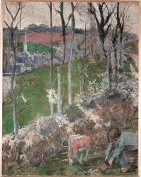 Winter. Petit Breton arraant son sabot (olieverf op doek)