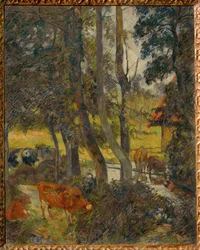 Landschap in Normandië met vijver (schilderij op doek)