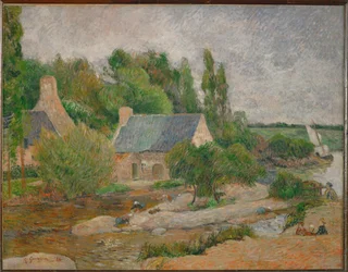 Les lavandieres a Pont-Aven Wasvrouwen in Pont-Aven (schilderij op doek)
