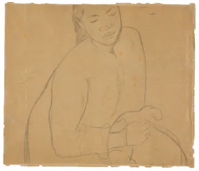 Zittende Tahitiaanse vrouw (gerelateerd aan het schilderij Te faaturuma [Reverie])