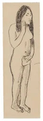 Tahitische Eva (gerelateerd aan het schilderij Parau ne te varua ino) (recto); Fragment van inscriptie (gerelateerd aan Cahier pour Aline) (verso)